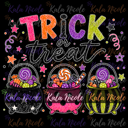 Trick Or Treat Doodle PNG Bundle | Trendy Fall PNG | Halloween Clipart (Digital Download)