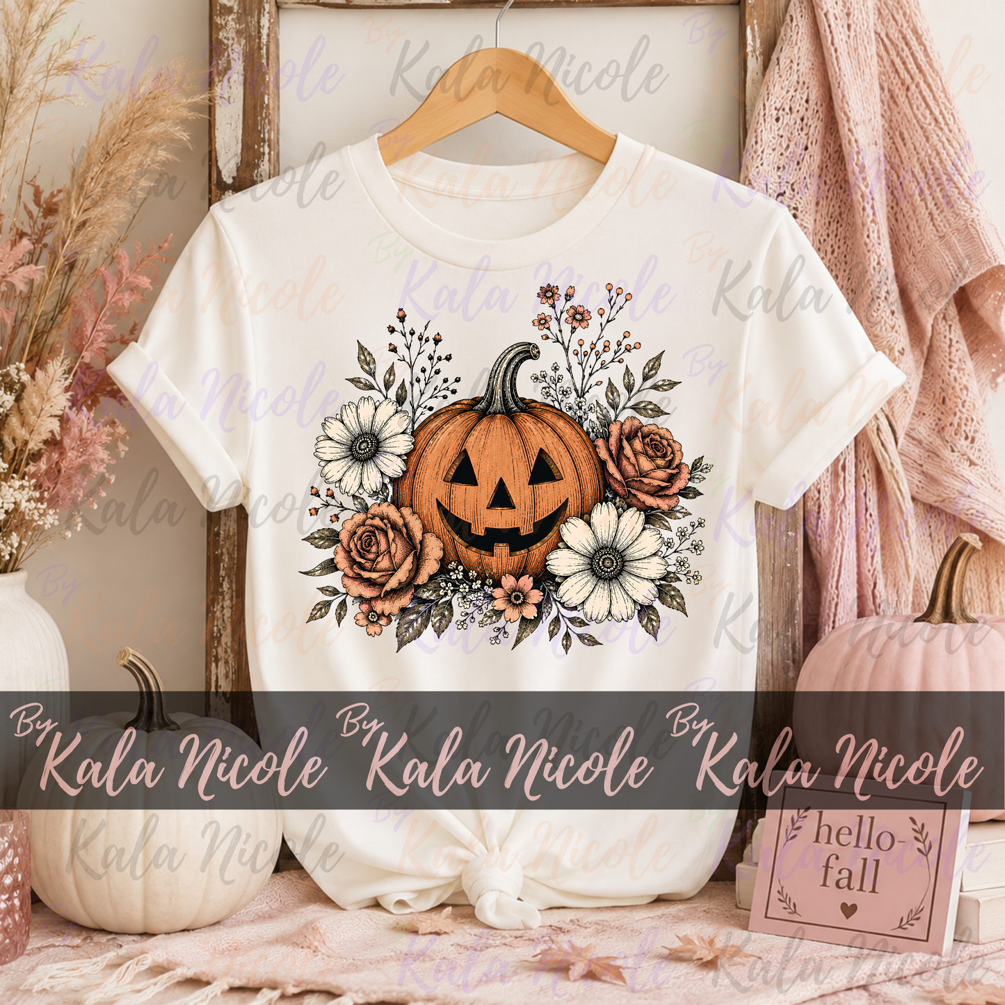 Vintage Floral Pumpkin PNG