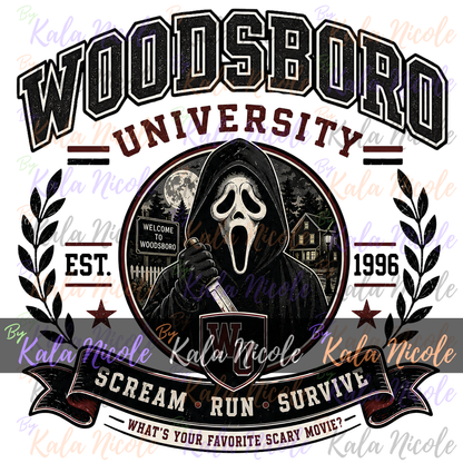 Woodsboro University PNG | Vintage College Horror PNG