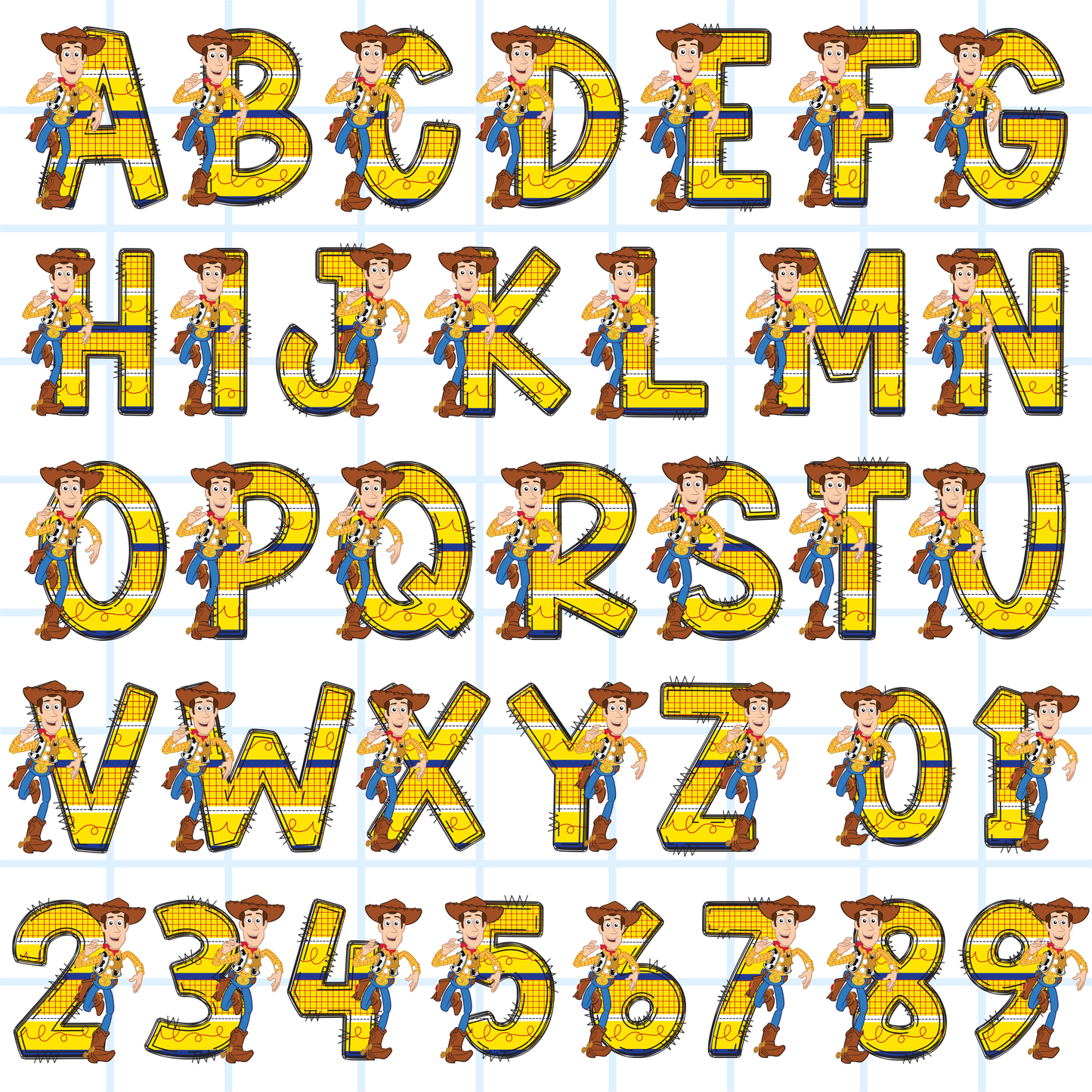 Toy Story Alphabet PNG Bundle | ABC 123
