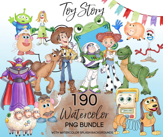 Toy Story Watercolor PNG Bundle | 190 Images