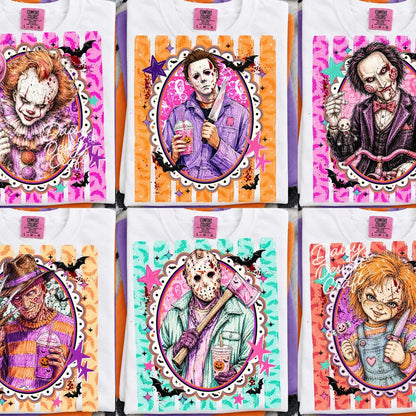 Retro Horror Villains PNG Bundle | 6 Designs v2