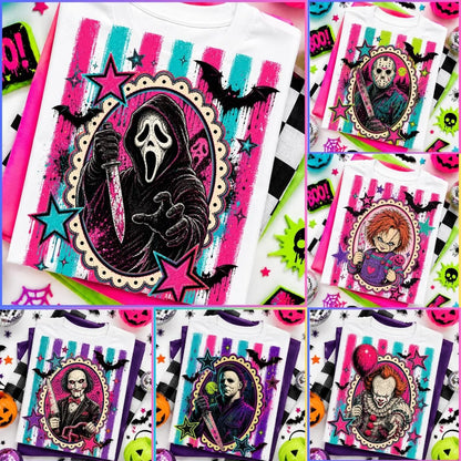 Retro Horror Villains PNG Bundle | 6 Designs